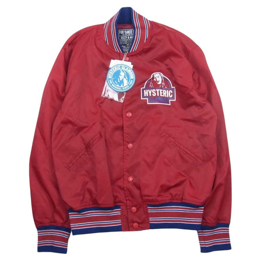 HYSTERIC GLAMOUR ヒステリックグラマー 02233AB10 MAKE ME SMILE スタジアム ジャケット スタジャン レッド系 M【極上美品】【中古】