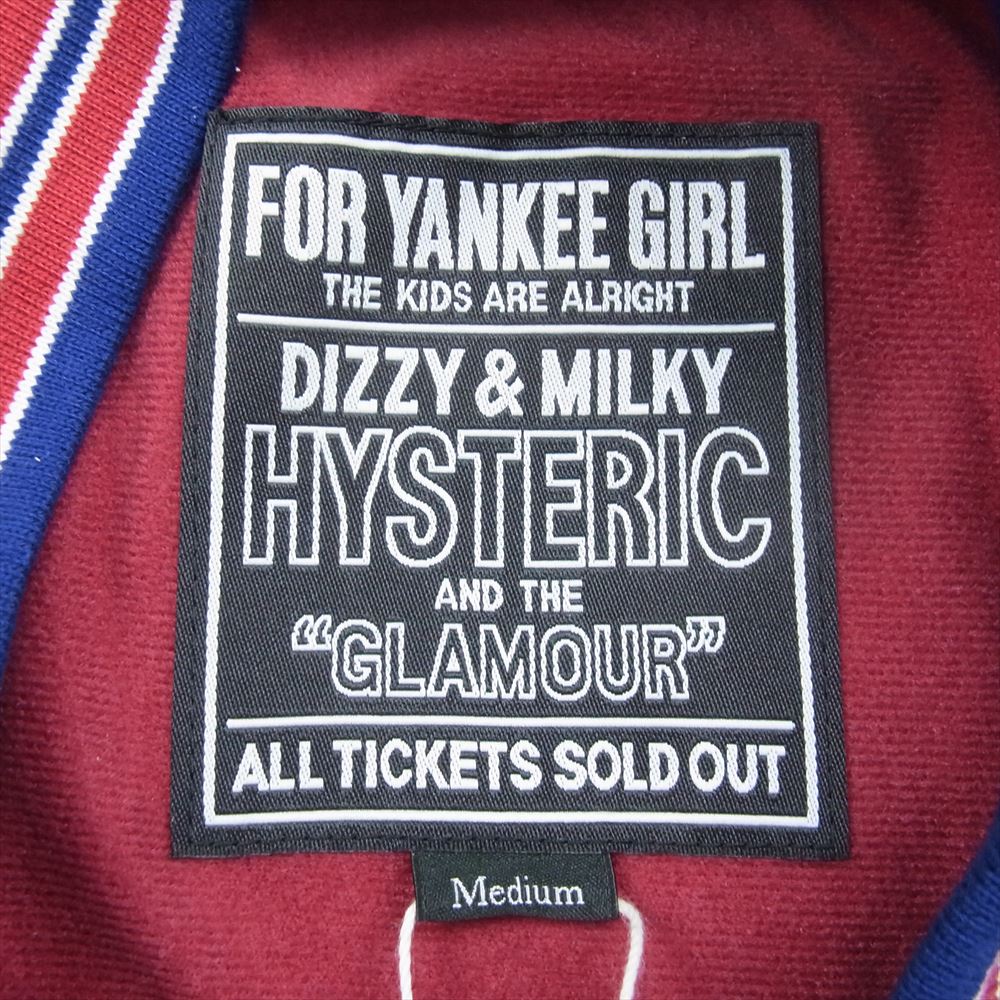 HYSTERIC GLAMOUR ヒステリックグラマー 02233AB10 MAKE ME SMILE スタジアム ジャケット スタジャン レッド系 M【極上美品】【中古】