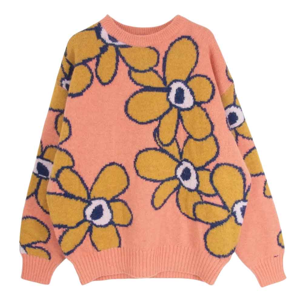 パム G.L. DR. OCTAGON KNITTED MOHAIR JUMPER キッドモヘア オーバーサイズ クルーネック オクタゴン フラワー ニット セーター ジャンパー オレンジ系 S【中古】