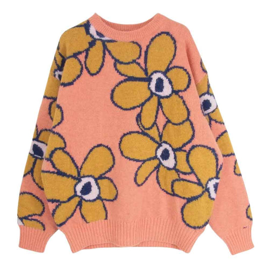 パム G.L. DR. OCTAGON KNITTED MOHAIR JUMPER キッドモヘア オーバーサイズ クルーネック オクタゴン フラワー ニット セーター ジャンパー オレンジ系 S【中古】