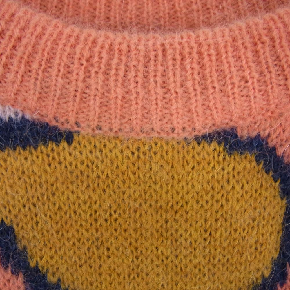 パム G.L. DR. OCTAGON KNITTED MOHAIR JUMPER キッドモヘア オーバーサイズ クルーネック オクタゴン フラワー ニット セーター ジャンパー オレンジ系 S【中古】