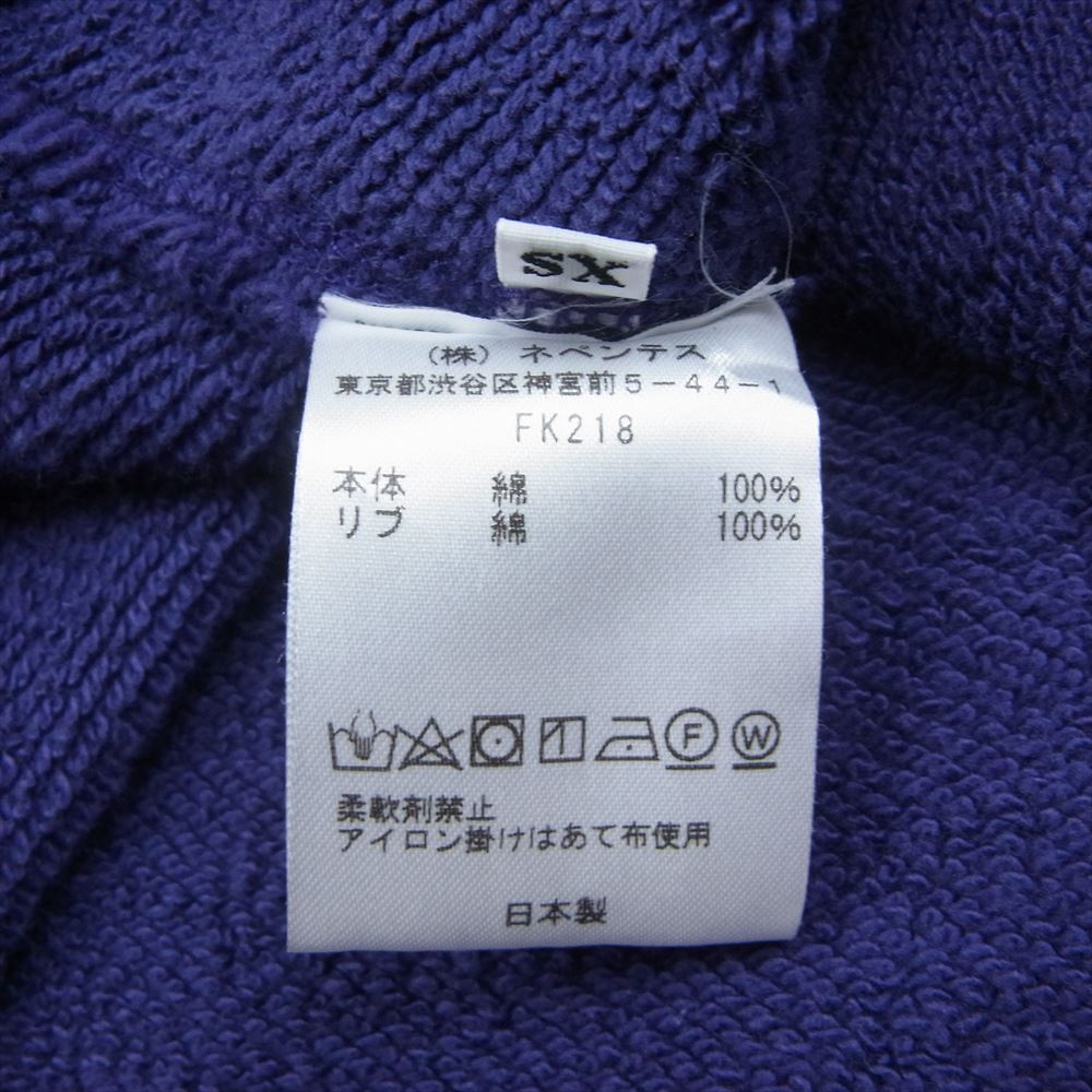 Needles ニードルス 19AW FK218 Sweat Hoody パピヨンプリント スウェット フーディ プルオーバー パーカー パープル系 XS【中古】