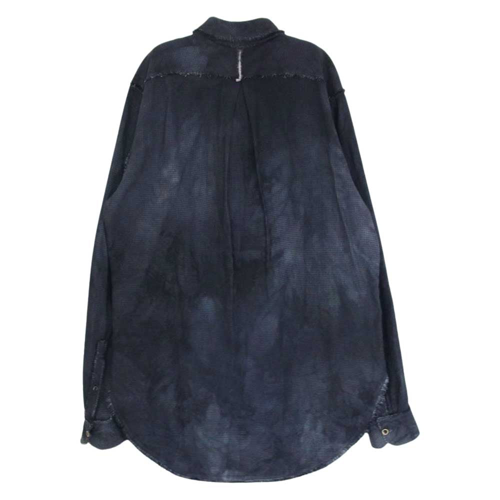 アラキユウ TWS06 TWKZSI01 special 1/2 pcs world exclusive 別注 silk100％ pointed collar raw cut shirt in specific fabric with garment dyed スペシャルファブリック ポインテッドカラー ローカット シルク 長袖 シャツ ブラック系 1【美品】【中古】