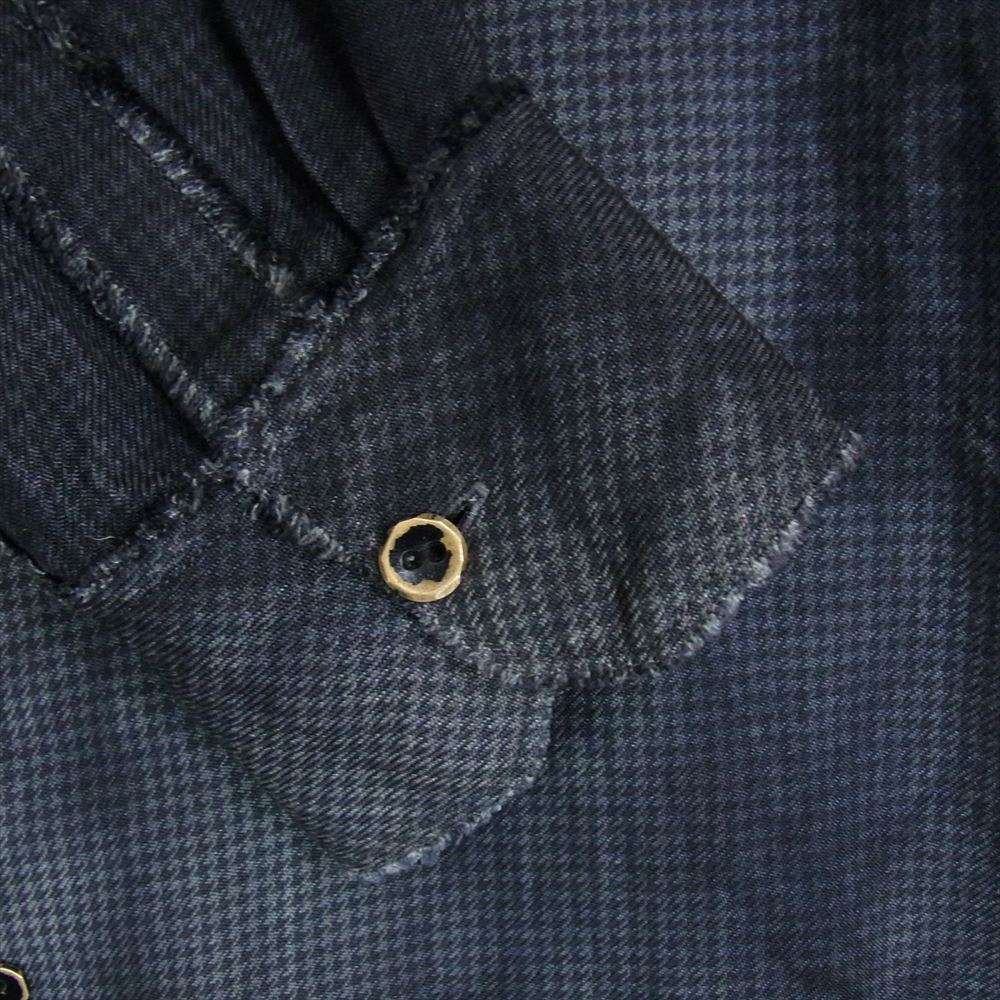 アラキユウ TWS06 TWKZSI01 special 1/2 pcs world exclusive 別注 silk100％ pointed collar raw cut shirt in specific fabric with garment dyed スペシャルファブリック ポインテッドカラー ローカット シルク 長袖 シャツ ブラック系 1【美品】【中古】