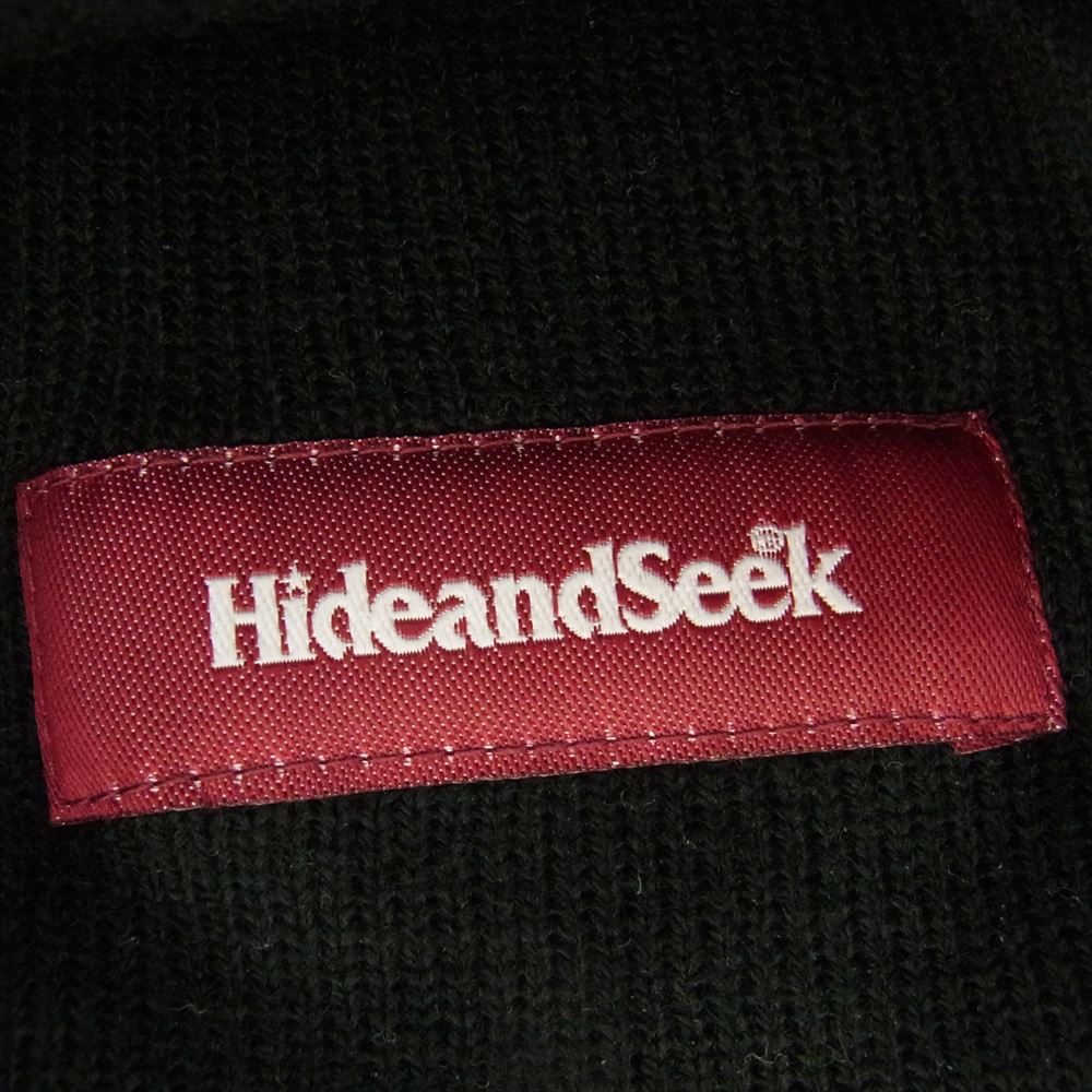 HideandSeek ハイドアンドシーク アメリカ製 BAYSIDE ロゴ刺繍 薔薇 ビーニー ニットキャップ 帽子  ブラック ブラック系【中古】