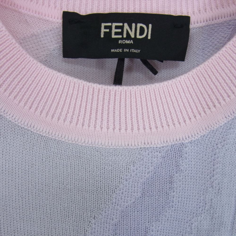 FENDI フェンディ FZX039 AIBR 国内正規品 Earth wool sweater マルチカラー ズッカ柄 ニット セーター マルチカラー系 48【美品】【中古】