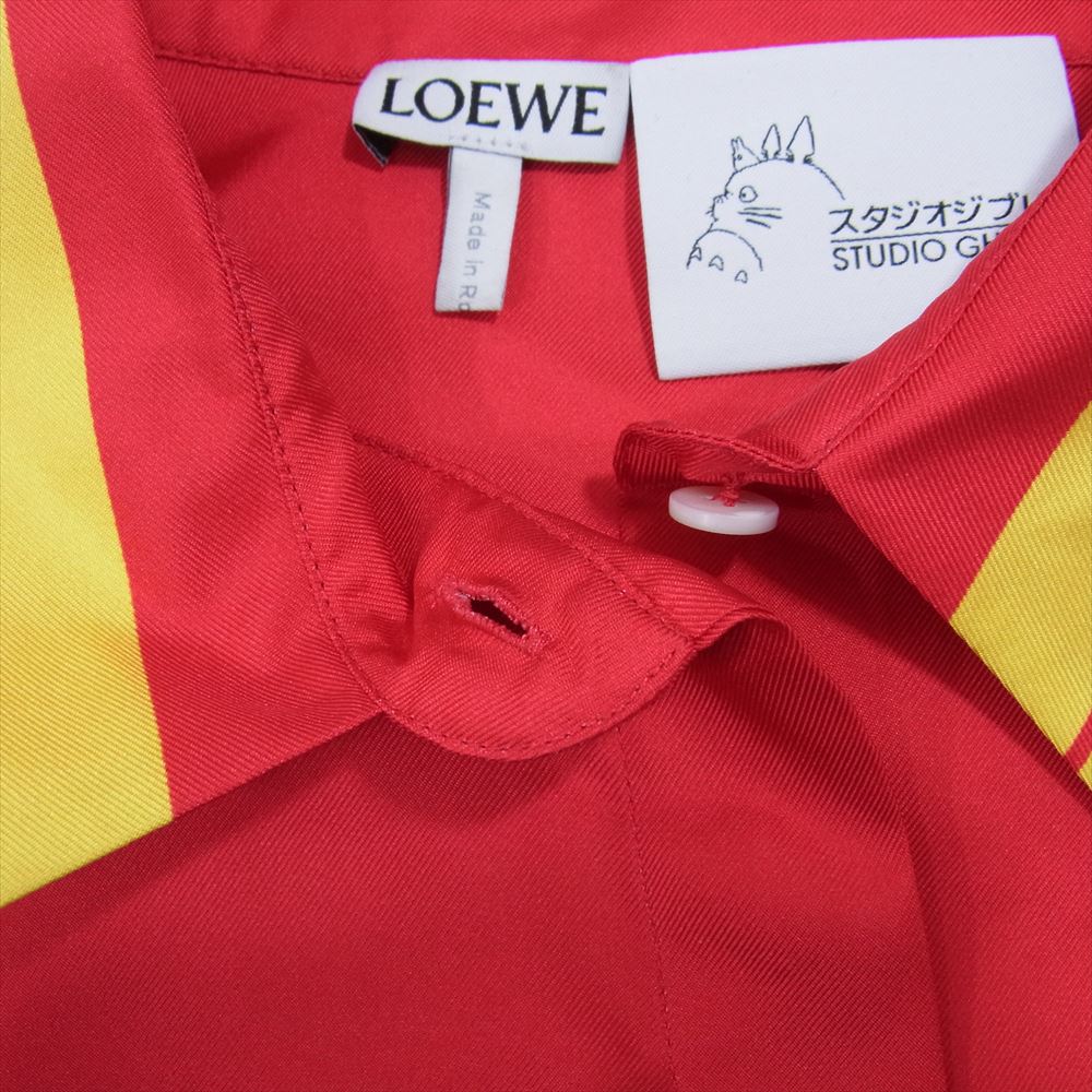LOEWE ロエベ SB44Y06X02 × スタジオジブリ ハウルの動く城 荒地の魔女 シルク 長袖 シャツ レッド系 36【美品】【中古】