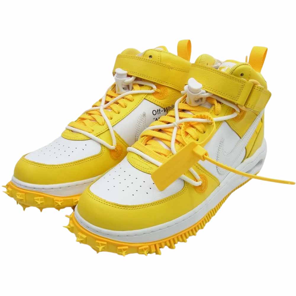 NIKE ナイキ DR0500-101 Off-White Air Force 1 Mid SP LTHR White and Varsity Maize オフホワイト エアフォース1 ミッド SP レザー ホワイト アンド バーシティメイズ ハイカット スニーカー ホワイト系 イエロー系 28.5cm【新古品】【未使用】【中古】