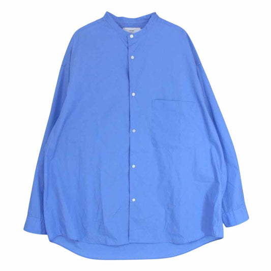 GRAPHPAPER グラフペーパー GM224-50032B BROAD L/S OVERSIZED BAND COLLAR SHIRT オーバーサーズ バンドカラー ブロード 長袖 シャツ ブルー系 F【中古】