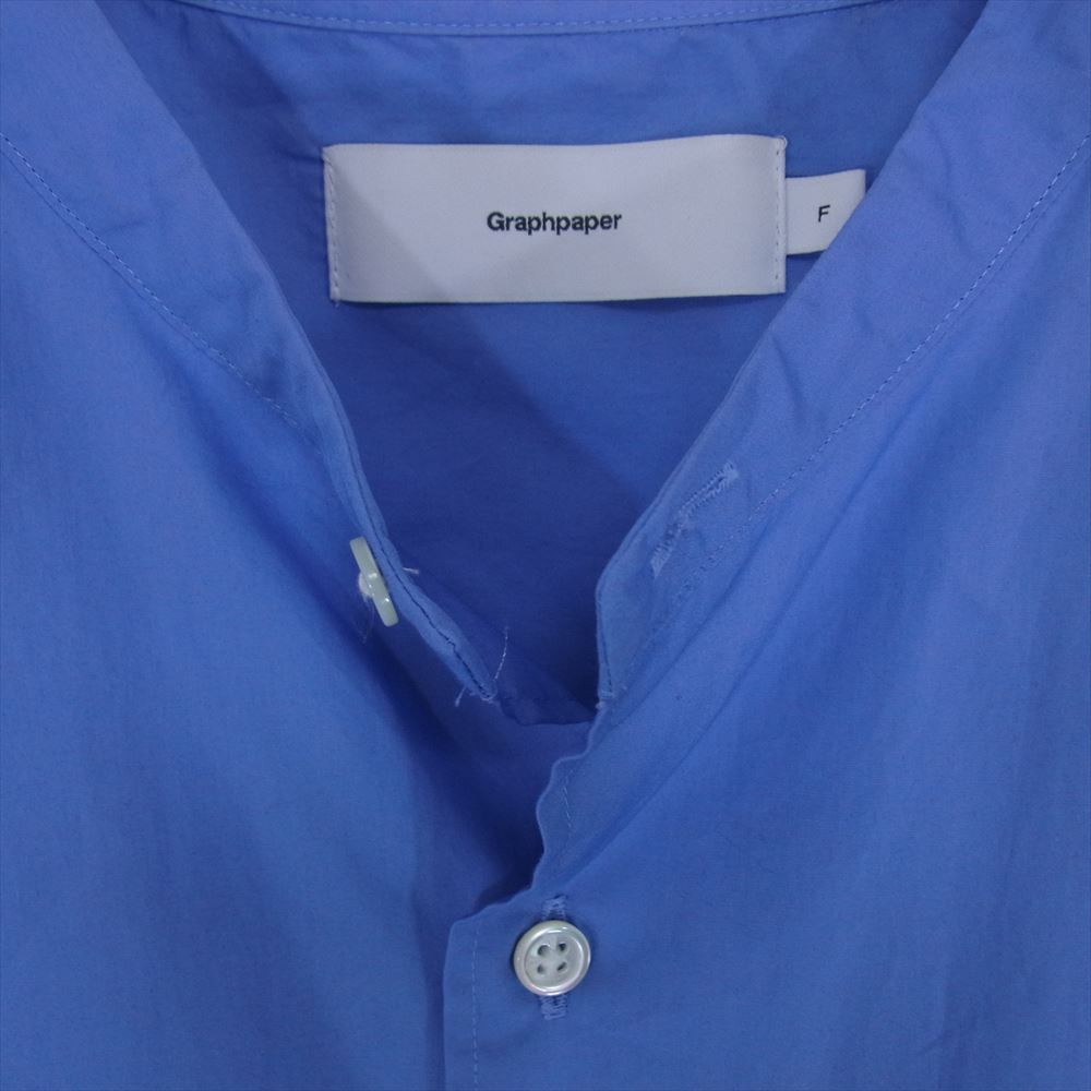GRAPHPAPER グラフペーパー GM224-50032B BROAD L/S OVERSIZED BAND COLLAR SHIRT オーバーサーズ バンドカラー ブロード 長袖 シャツ ブルー系 F【中古】