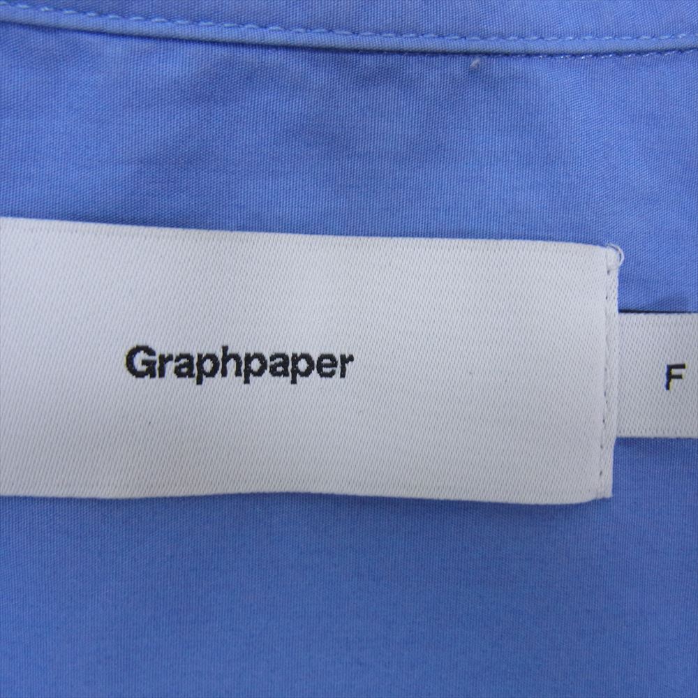 GRAPHPAPER グラフペーパー GM224-50032B BROAD L/S OVERSIZED BAND COLLAR SHIRT オーバーサーズ バンドカラー ブロード 長袖 シャツ ブルー系 F【中古】