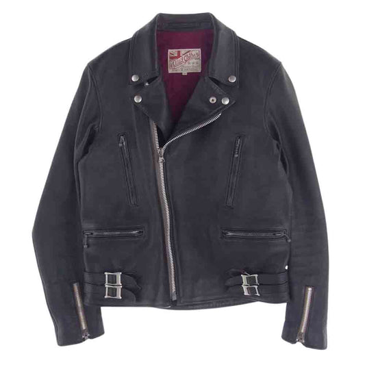 ADDICT CLOTHES アディクトクローズ AD-02 シープスキン 羊革 ダブルライダース レザー ジャケット  ブラック系 38【中古】