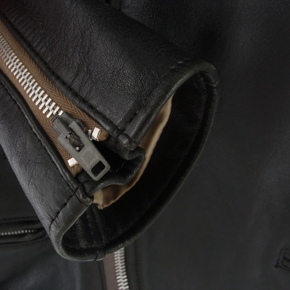 ADDICT CLOTHES アディクトクローズ AD-02 シープスキン 羊革 ダブルライダース レザー ジャケット  ブラック系 38【中古】