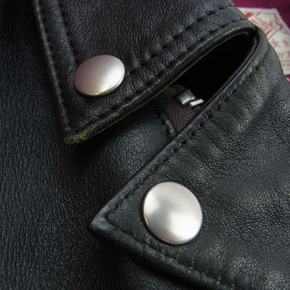 ADDICT CLOTHES アディクトクローズ AD-02 シープスキン 羊革 ダブルライダース レザー ジャケット  ブラック系 38【中古】