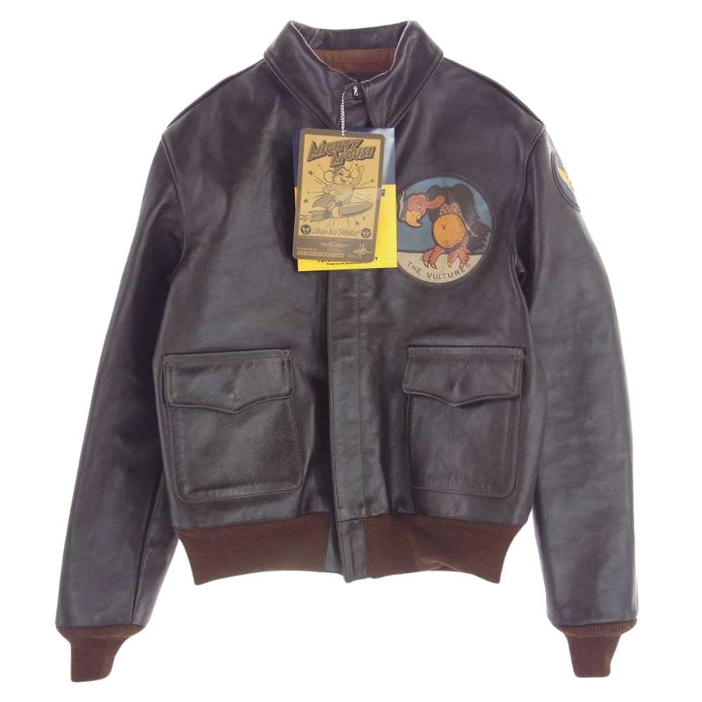 TOY'S McCOY トイズマッコイ TMJ2101 TYPE A-2 PERRY SPORTSWEAR MIGHTY MOUSE ペリースポーツウェア社 マイティマウス バックペイント レザー ホースハイド フライト ジャケット ダークブラウン系 color:051 40【新古品】【未使用】【中古】