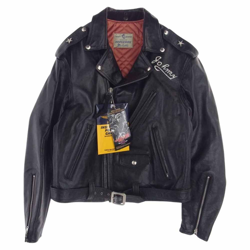 TOY'S McCOY トイズマッコイ TMJ2113 DURABLE CODE33 DOUBLE RIDERS JACKET "THE WILD ONE" デュラブル社 ワイルドワン ジョニー・ストレイブラー レザー ホースハイド シングル ライダース ジャケット ブラック系 color:030 44【新古品】【未使用】【中古】