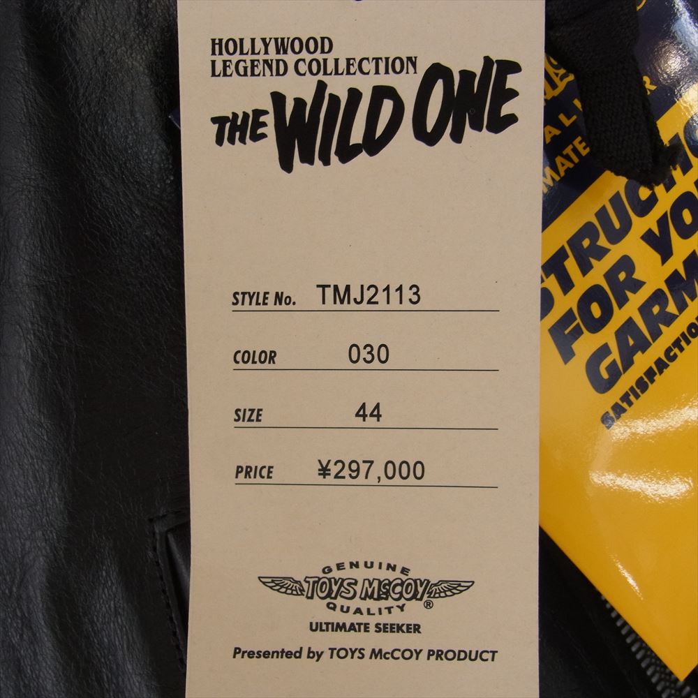 TOY'S McCOY トイズマッコイ TMJ2113 DURABLE CODE33 DOUBLE RIDERS JACKET "THE WILD ONE" デュラブル社 ワイルドワン ジョニー・ストレイブラー レザー ホースハイド シングル ライダース ジャケット ブラック系 color:030 44【新古品】【未使用】【中古】