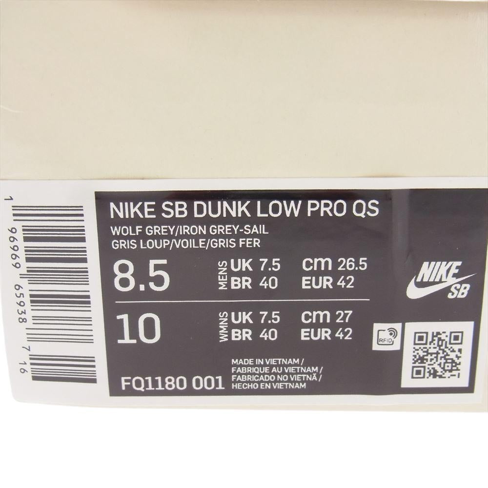 NIKE ナイキ FQ1180-001 SB エスビー ×  堀米 雄斗 Yuto Horigome DUNK LOW PRO QS Wolf Grey ダンク ロー プロ スニーカー ホワイト/グレー/ブラウン 26.5cm【新古品】【未使用】【中古】