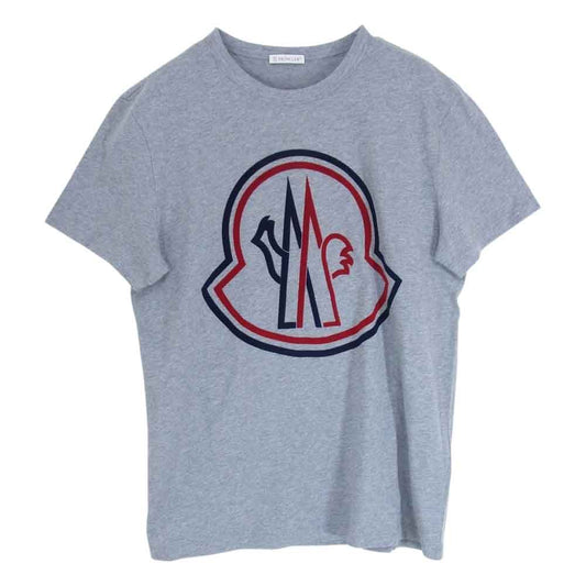 MONCLER モンクレール F20918C74810 MAGLIA T-SHIRT フロッキー プリント ロゴ Ｔシャツ 半袖  グレー系 M【中古】