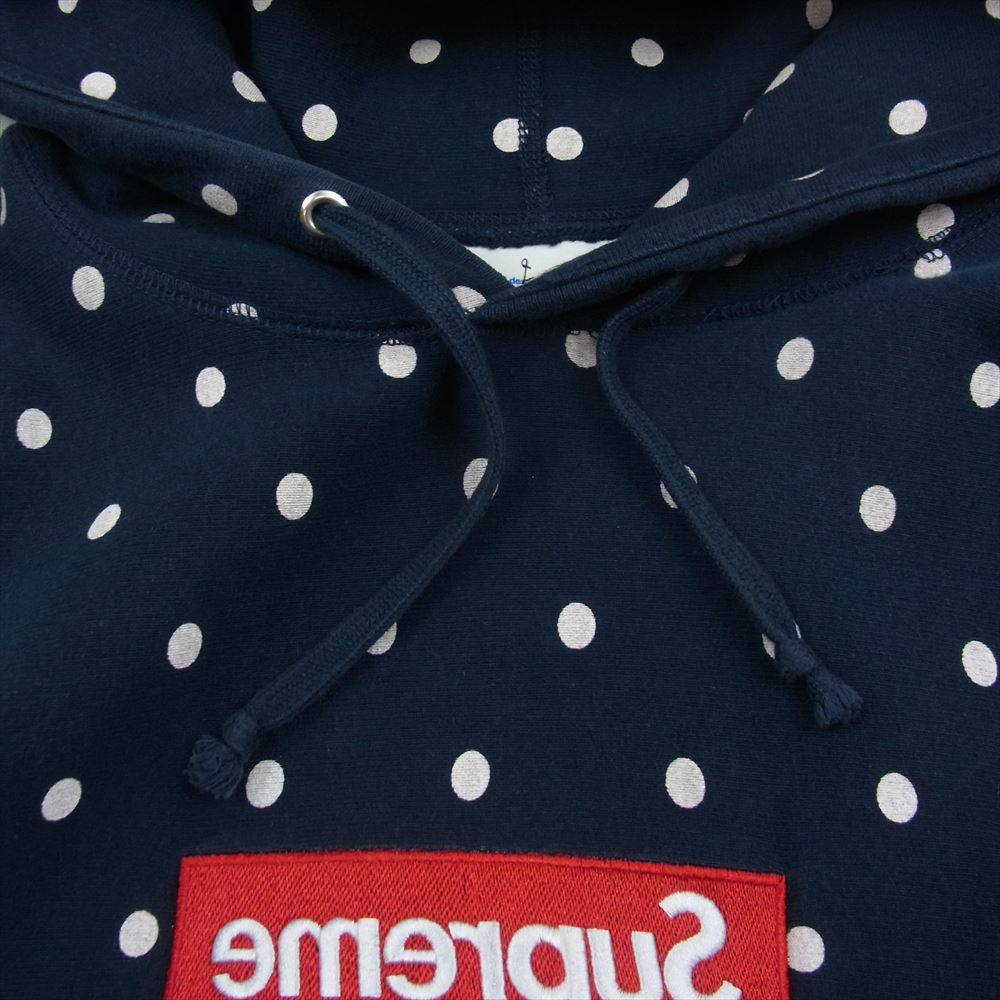 Supreme シュプリーム 12ss x COMME des GARCONS BOX LOGO HOODIE SIZE コムデギャルソン ボックスロゴ パーカー フーディー プルオーバー スウェット パーカー ネイビー系 L【中古】