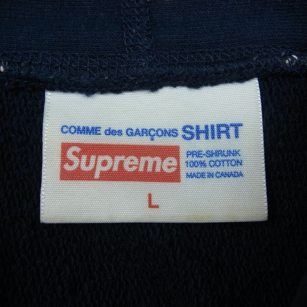 Supreme シュプリーム 12ss x COMME des GARCONS BOX LOGO HOODIE SIZE コムデギャルソン ボックスロゴ パーカー フーディー プルオーバー スウェット パーカー ネイビー系 L【中古】