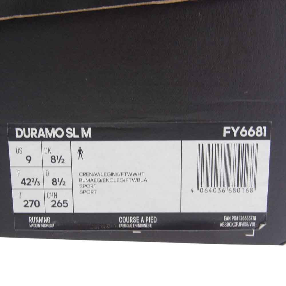adidas アディダス FY6681 DURAMO SL デュラモ エスエル ジョギング トレーニング ローカットスニーカー ネイビー系 27.0cm【極上美品】【中古】