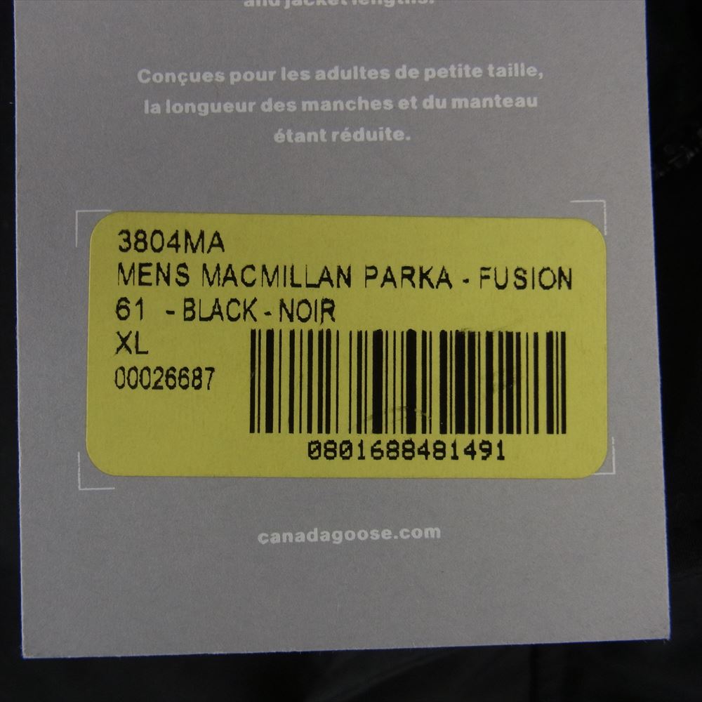 CANADA GOOSE カナダグース 3804MA 国内正規品 サザビーリーグ MACMILLAN PARKA マクミランパーカー フーディダウンジャケット ブラック系 XL【中古】