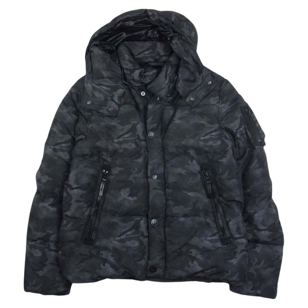 nano universe ナノユニバース 西川ダウン ジャケット カモフラ 迷彩柄 ブラック系 M【中古】