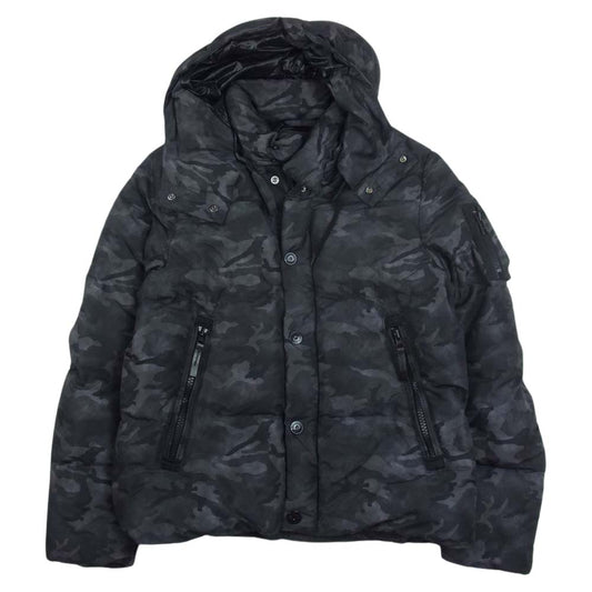 nano universe ナノユニバース 西川ダウン ジャケット カモフラ 迷彩柄 ブラック系 M【中古】