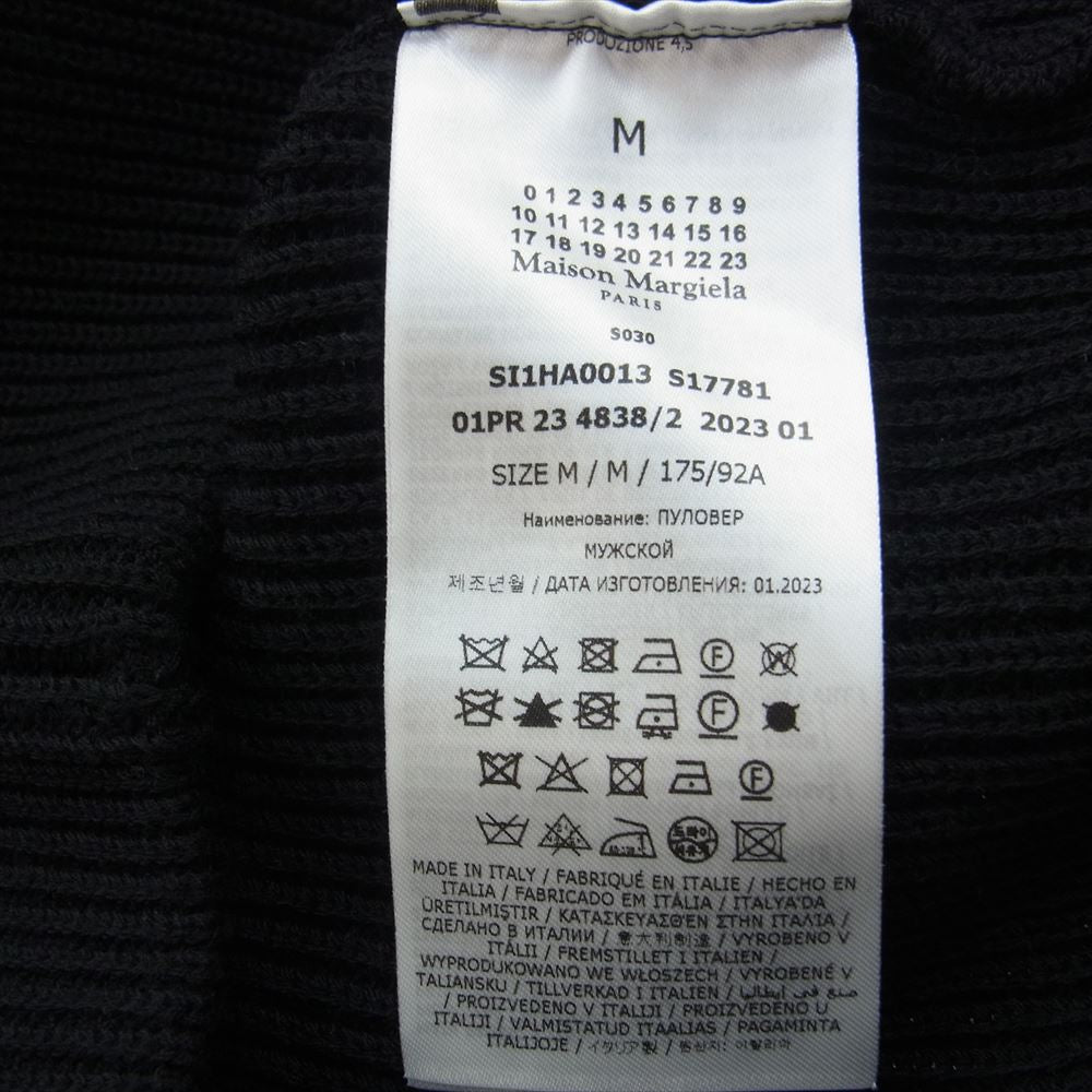 MAISON MARGIELA メゾンマルジェラ 23SS SI1HA0013 S17781 ④⑭ライン ドライバーズニット フルジップ コットンウール7ゲージ ニット ジャケット ブラック ブラック系 M【美品】【中古】
