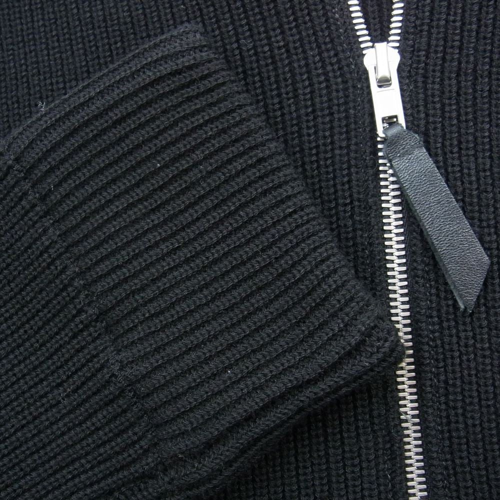 MAISON MARGIELA メゾンマルジェラ 23SS SI1HA0013 S17781 ④⑭ライン ドライバーズニット フルジップ コットンウール7ゲージ ニット ジャケット ブラック ブラック系 M【美品】【中古】