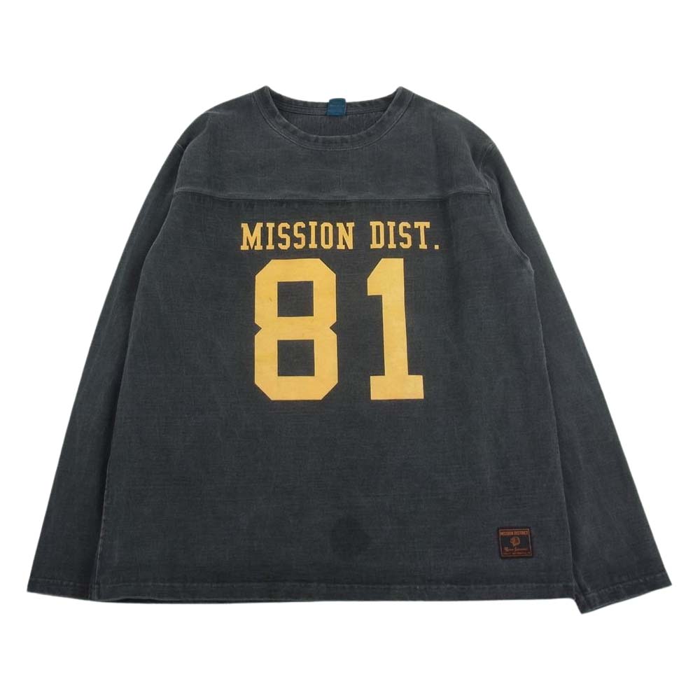 ミッションディストリクト NATIVE JAPANESE ネイティブジャパニーズ MISSION DIST. FOOTBALL TEE フットボール 長袖 Tシャツ ブラック系 L【中古】