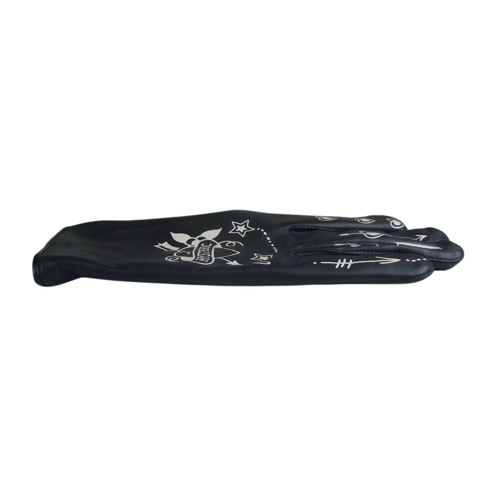 HYSTERIC GLAMOUR ヒステリックグラマー 17AW 02173QG07 TATTOO タトゥープリント ラムレザー グローブ ブラック系 F【美品】【中古】