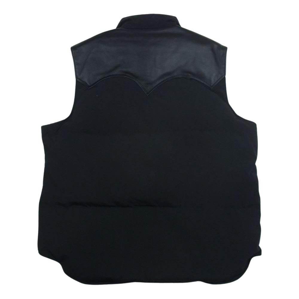 SUGAR CANE シュガーケーン SC15222 LEATHER YOKE T/C DOWN VEST レザー ヨーク ダウン ベスト ブラック系 S【美品】【中古】