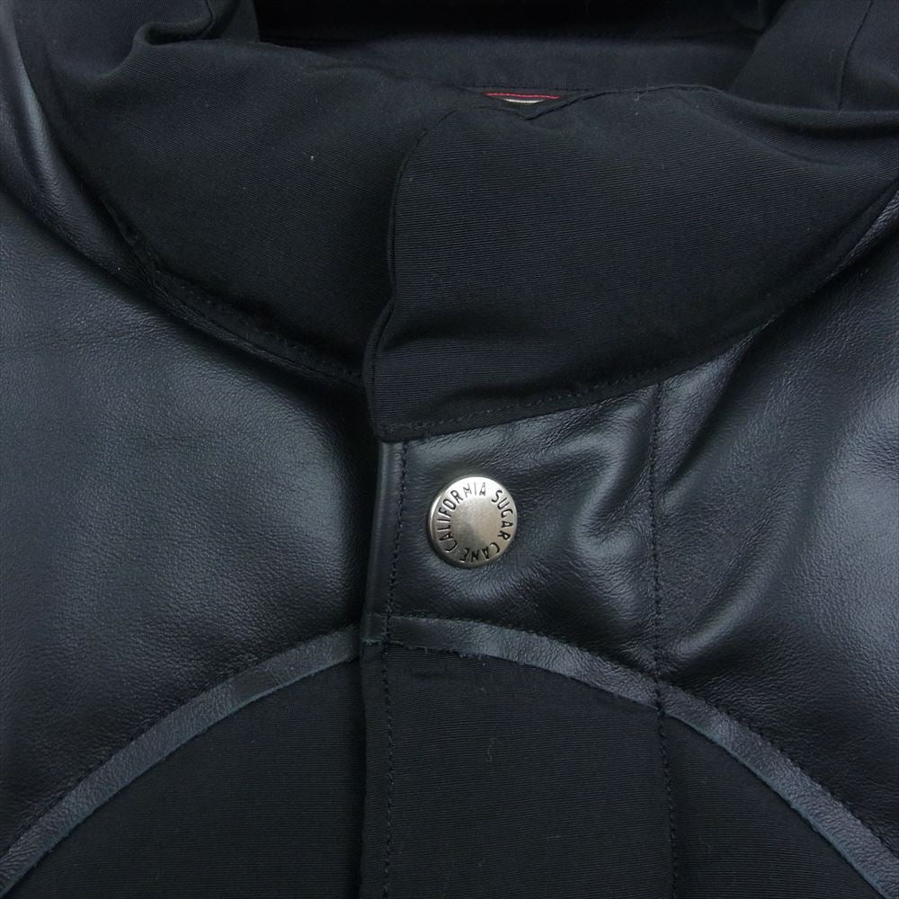SUGAR CANE シュガーケーン SC15222 LEATHER YOKE T/C DOWN VEST レザー ヨーク ダウン ベスト ブラック系 S【美品】【中古】