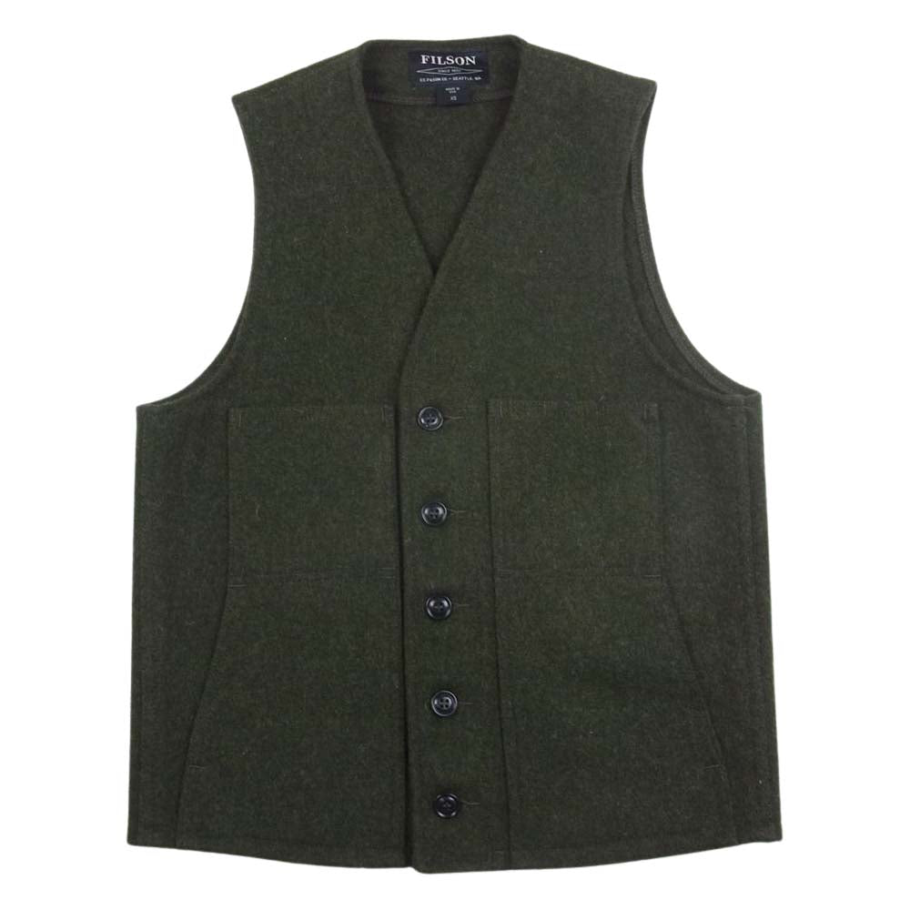 FILSON フィルソン USA製 VIRGIN WOOL VEST ヴァージン ウール ベスト カーキ系 XS【美品】【中古】