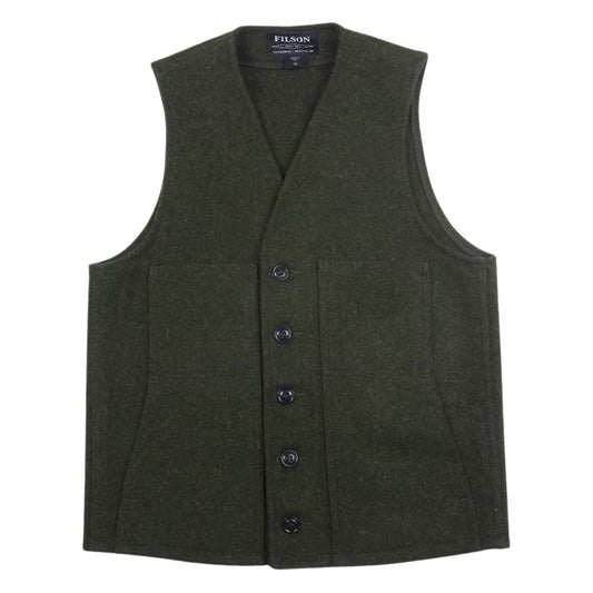 FILSON フィルソン USA製 VIRGIN WOOL VEST ヴァージン ウール ベスト カーキ系 XS【美品】【中古】