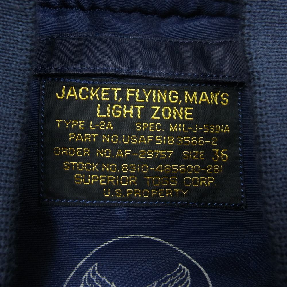 Buzz Rickson's バズリクソンズ Type L-2A SPERIOR TOGS CORP フライト ジャケット ライト ネイビー系 36【中古】