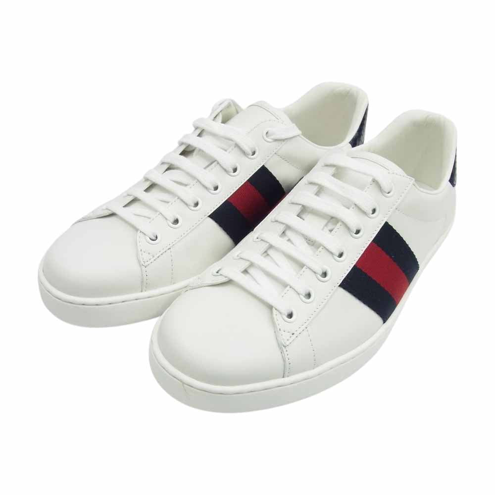 GUCCI グッチ 386750 シェリーライン レザー ローカット スニーカー ホワイト系 7【新古品】【未使用】【中古】