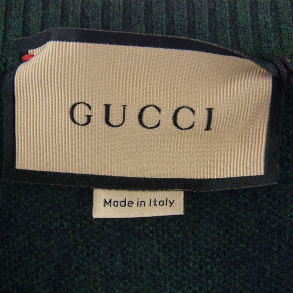 GUCCI グッチ 678942 XKB6P GG総柄 ロゴ Vネック ニット セーター グリーン系 L【美品】【中古】