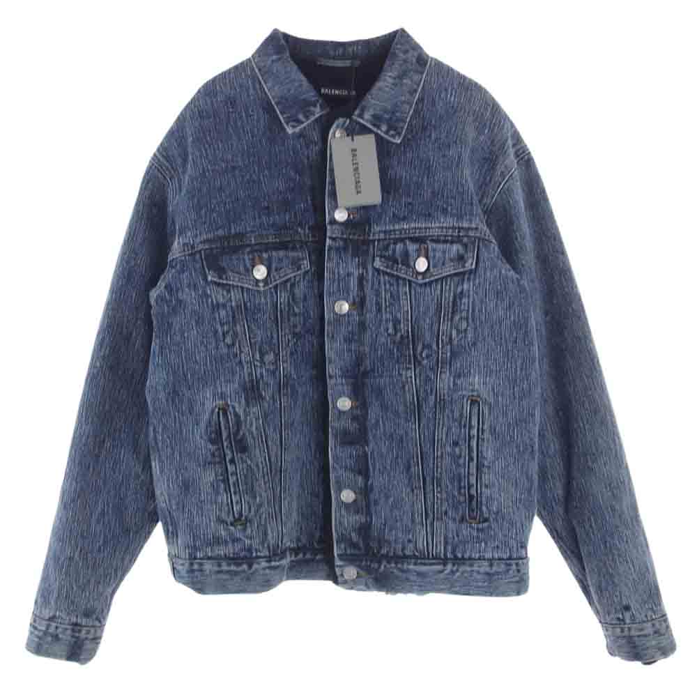 BALENCIAGA バレンシアガ 19AW 583230 TFW01 フェイクシアリング デニム ジャケット 内ボア インディゴブルー系 44【美品】【中古】