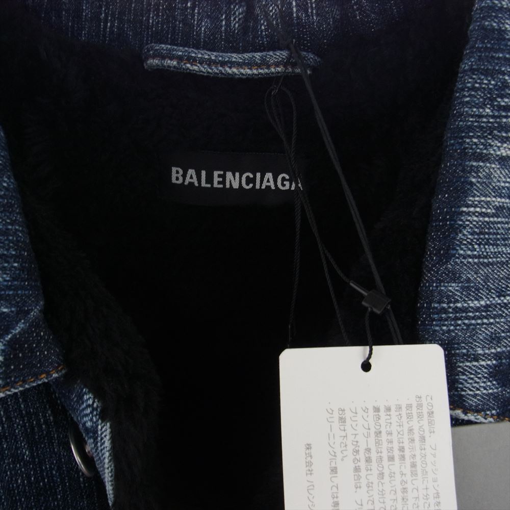 BALENCIAGA バレンシアガ 19AW 583230 TFW01 フェイクシアリング デニム ジャケット 内ボア インディゴブルー系 44【美品】【中古】