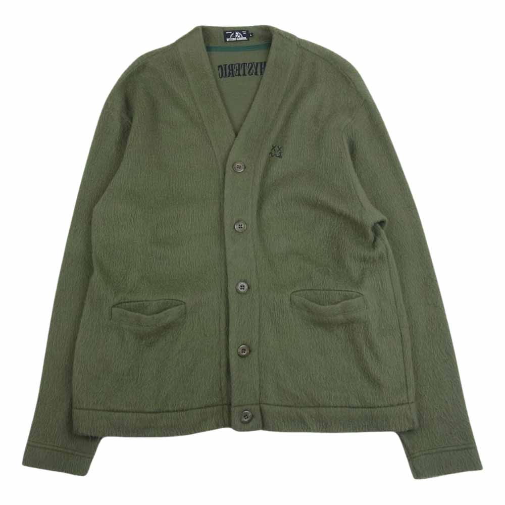 HYSTERIC GLAMOUR ヒステリックグラマー 19AW 02193CD01 HYS 刺繍 カーディガン カーキ系 L【中古】