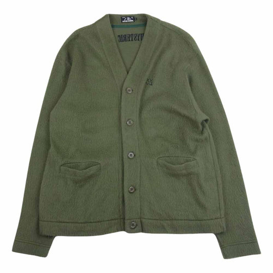 HYSTERIC GLAMOUR ヒステリックグラマー 19AW 02193CD01 HYS 刺繍 カーディガン カーキ系 L【中古】