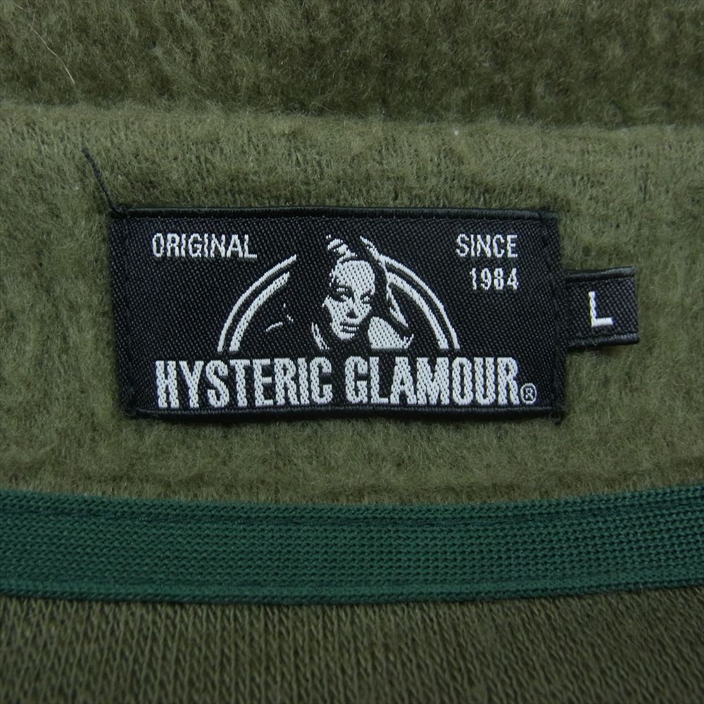 HYSTERIC GLAMOUR ヒステリックグラマー 19AW 02193CD01 HYS 刺繍 カーディガン カーキ系 L【中古】