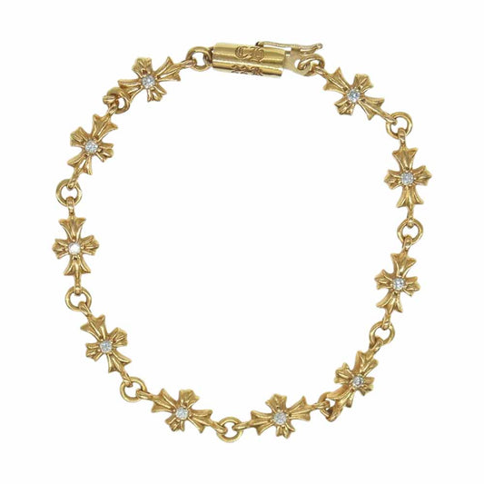 CHROME HEARTS クロムハーツ（原本無） 22K TNY ECH PLS タイニーE CHプラス パヴェダイヤ 10LINK ブレスレット ゴールド系【中古】