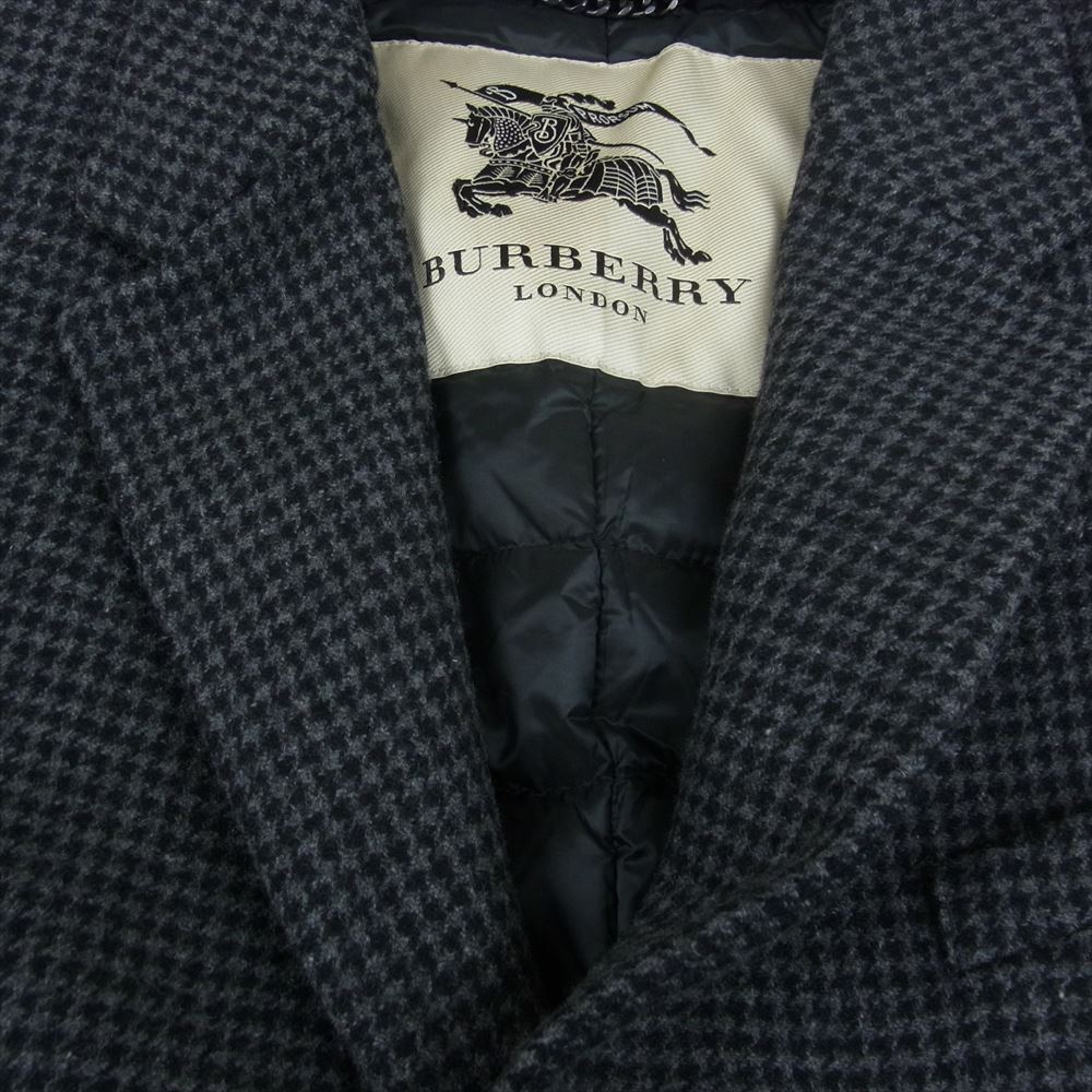 BURBERRY LONDON バーバリー ロンドン 8004381 千鳥柄 ウール ダウン コート ブラック系 グレー系 52【中古】