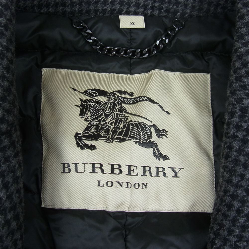 BURBERRY LONDON バーバリー ロンドン 8004381 千鳥柄 ウール ダウン コート ブラック系 グレー系 52【中古】