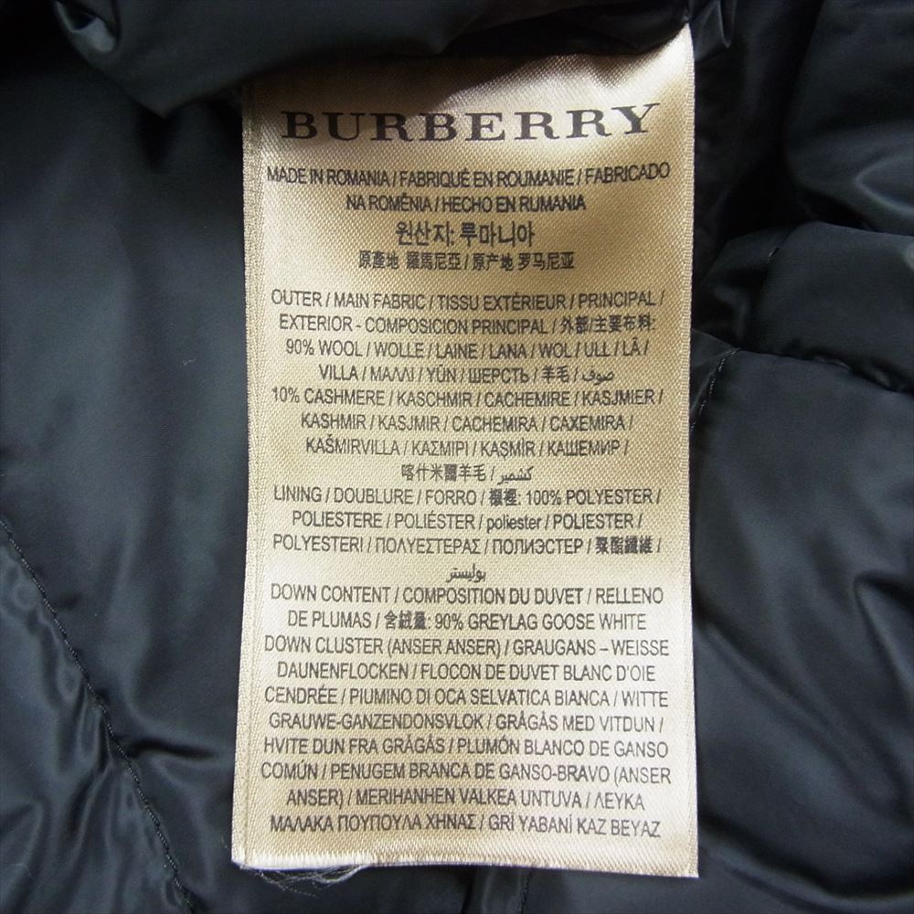 BURBERRY LONDON バーバリー ロンドン 8004381 千鳥柄 ウール ダウン コート ブラック系 グレー系 52【中古】