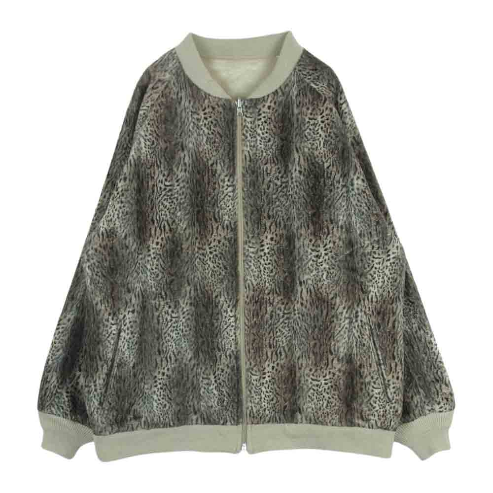 Needles ニードルス FK099 Reversible Rib Collar Jacket-C/R Sateen リバーシブル ヒョウ柄 サテン ジップ ジャケット ブラウン系 ベージュ系 ゴールド系 L【中古】